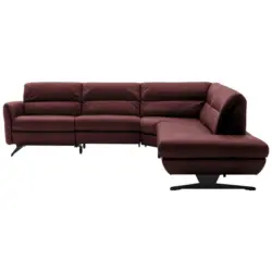 Ecksofa in Echtleder Bordeaux 286/258 cm