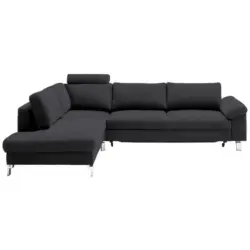 Ecksofa in Echtleder Dunkelgrau 200/281 cm