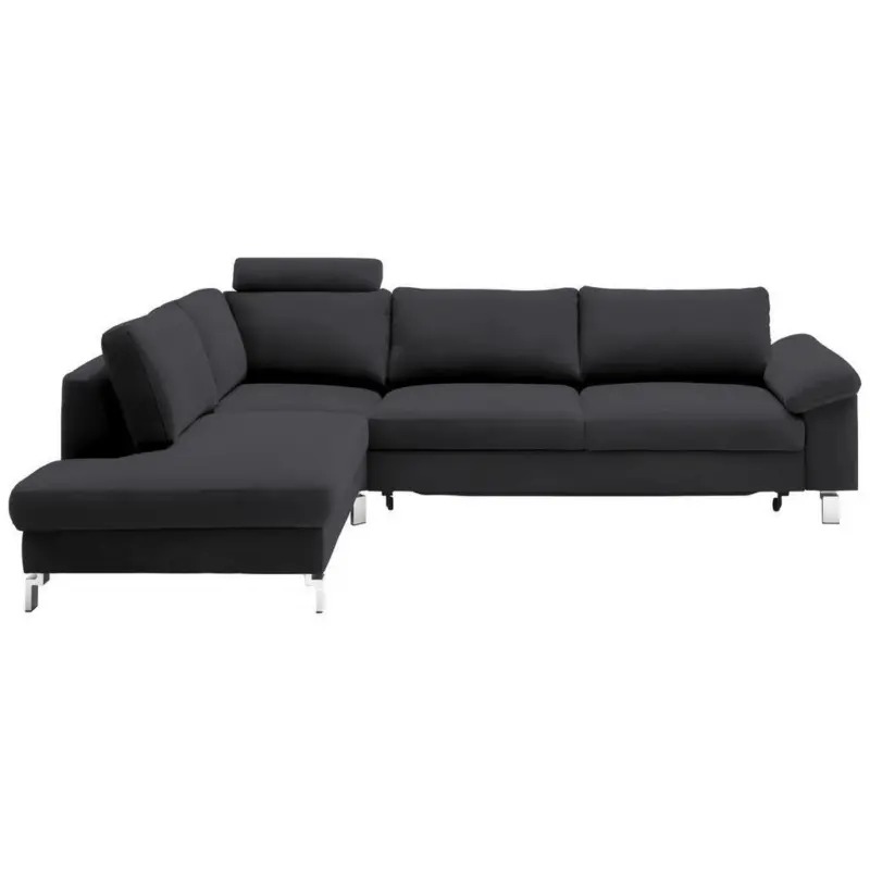 Ecksofa in Echtleder Dunkelgrau 200/281 cm
