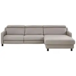 Ecksofa in Echtleder Grau 271/176 cm