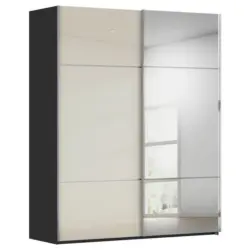 Schwebet&uuml;renschrank in Schwarz, Champagner