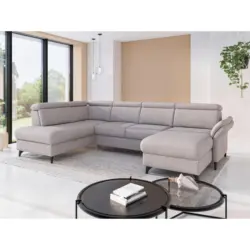 Wohnlandschaft Glendale E in Chenille Silberfarben