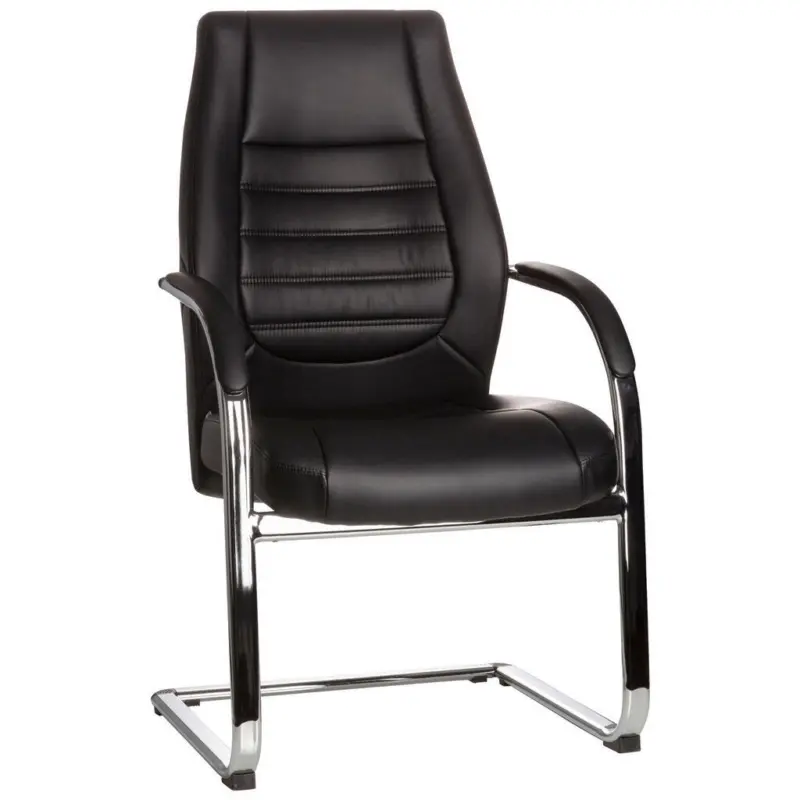 Besucherstuhl in Lederlook Schwarz