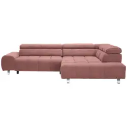 Ecksofa in Webstoff Rosa 295/201 cm