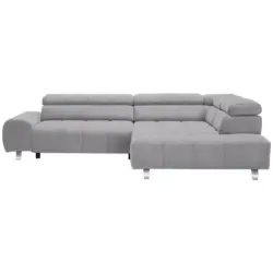 Ecksofa in Webstoff Hellgrau 295/201 cm