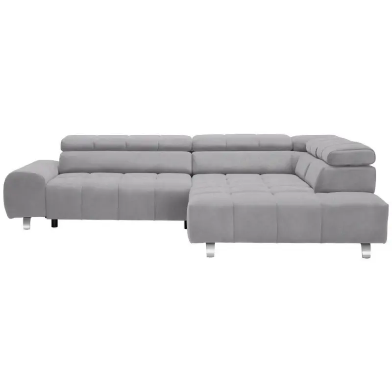 Ecksofa in Webstoff Hellgrau 295/201 cm