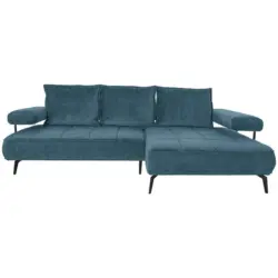 Ecksofa in Webstoff Blau 266/180 cm