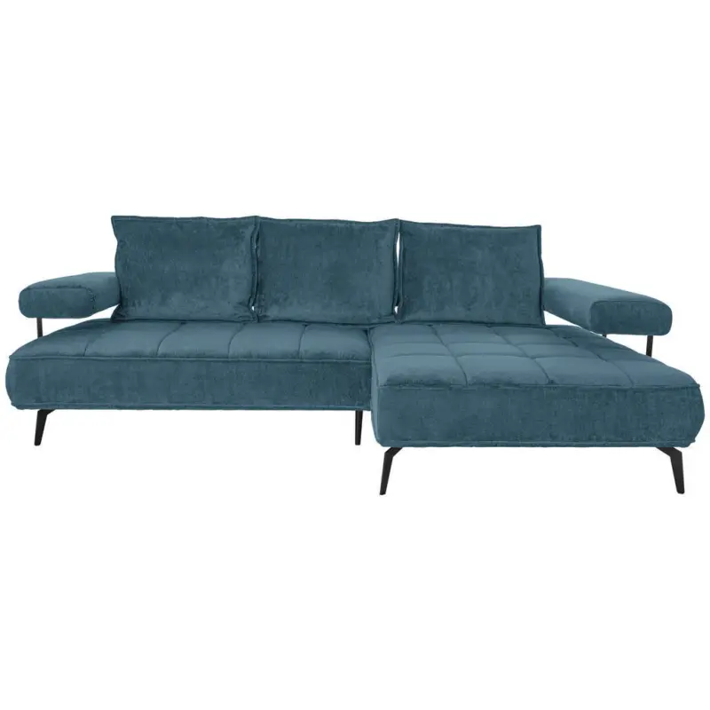 Ecksofa in Webstoff Blau 266/180 cm