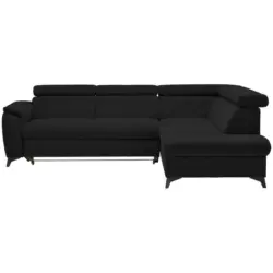 Ecksofa Prag in Webstoff Schwarz 260/203 cm