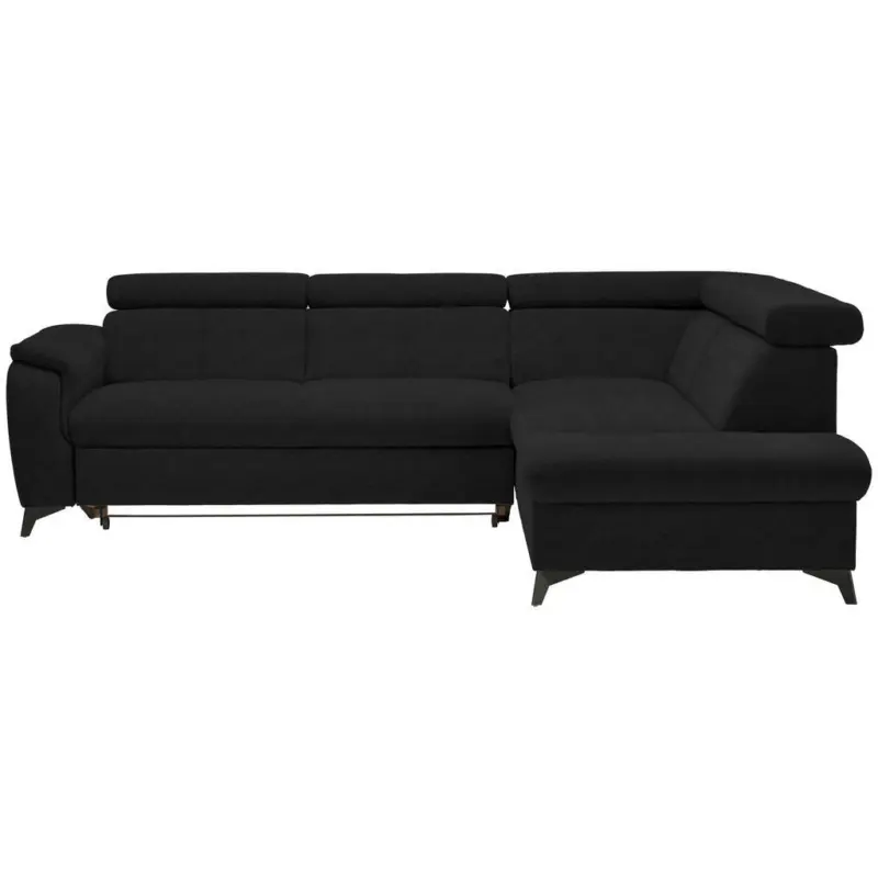 Ecksofa Prag in Webstoff Schwarz 260/203 cm