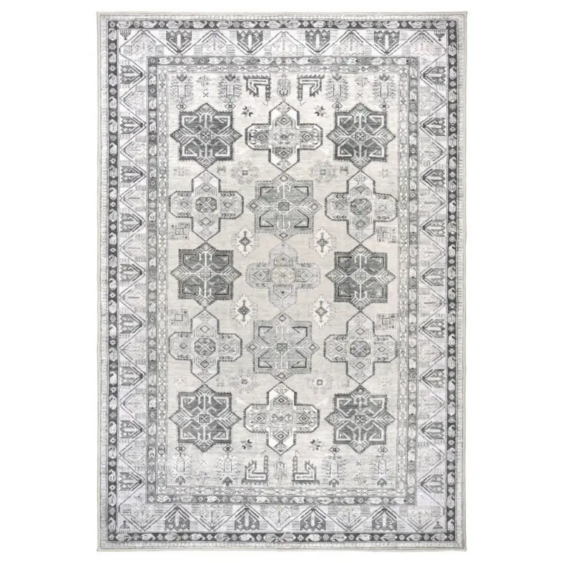 Flachwebeteppich 130/190 cm Living-Classic, waschbar Hellgrau, Greige