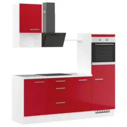 K&uuml;chenleerblock 215 cm in Rot