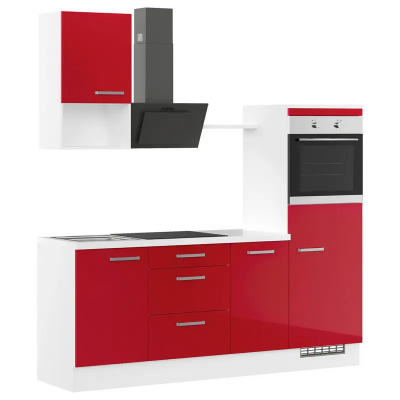 K&uuml;chenleerblock 215 cm in Rot