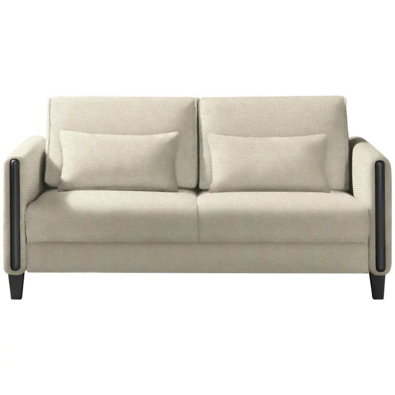 Schlafsofa in Webstoff Creme, Schwarz