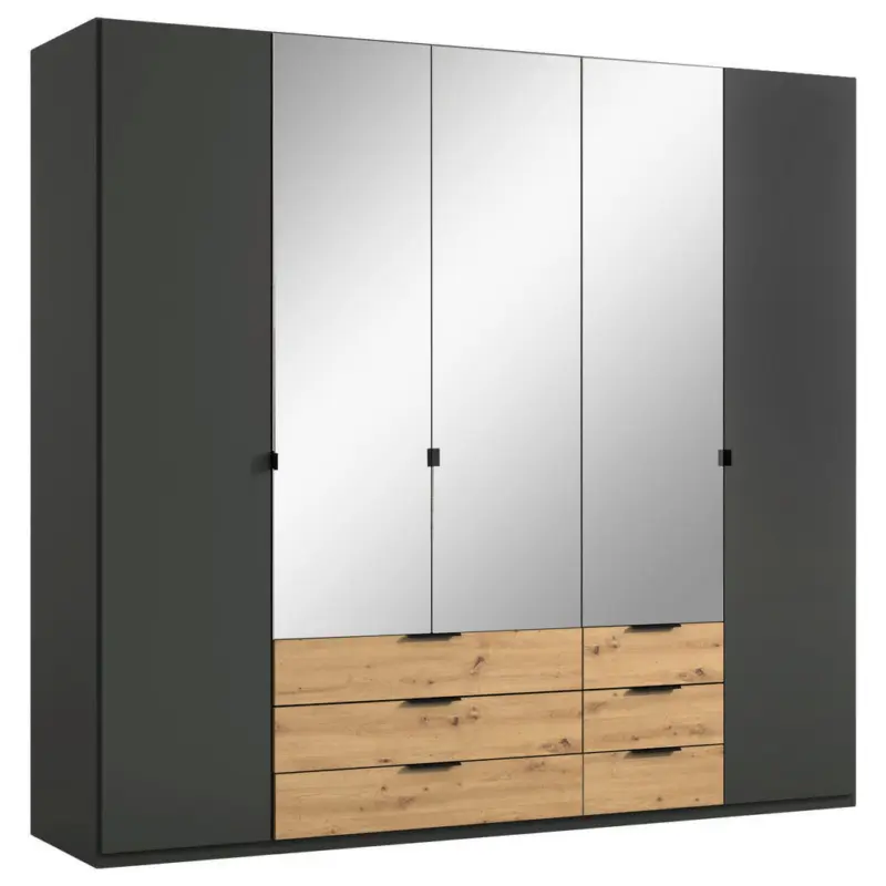 Kleiderschrank in Graphitfarben, Eiche Artisan