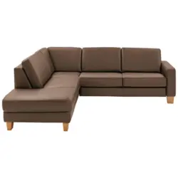 Ecksofa Valdera in Echtleder Graubraun 235/257 cm