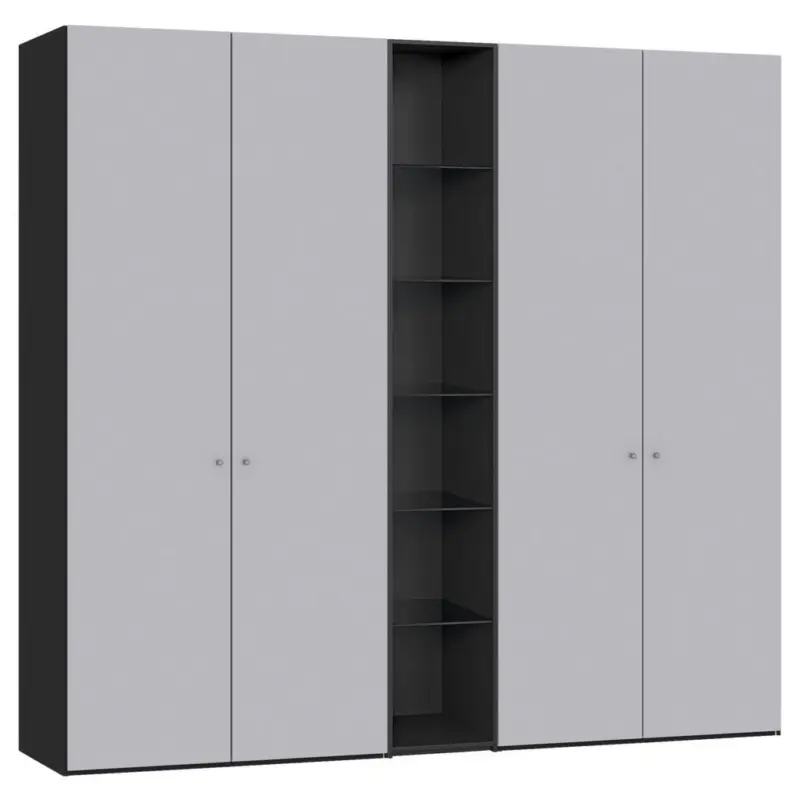 Dreht&uuml;renschrank in Schwarz, Hellgrau