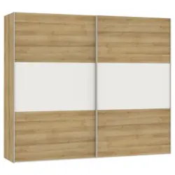 Schwebet&uuml;renschrank in Wei&szlig;, Eichefarben