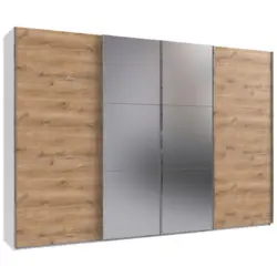 Schwebet&uuml;renschrank in Wei&szlig;, Plankeneiche