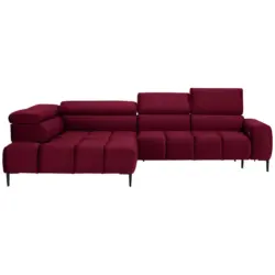 Ecksofa in Webstoff Rot 216/300 cm