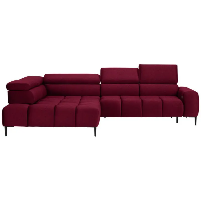 Ecksofa in Webstoff Rot 216/300 cm