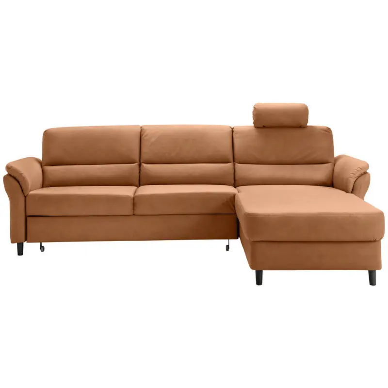Ecksofa in Lederlook Cognac