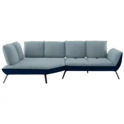 Ecksofa in Flachgewebe Blau 169/320 cm