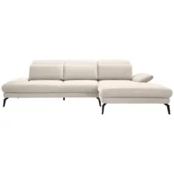 Ecksofa in Chenille Wei&szlig; 289/180 cm