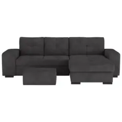 Eckschlafsofa in Mikrofaser Schwarz