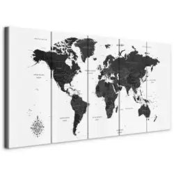 Leinwandbild Text, Weltkarte 100/40/1,2 cm