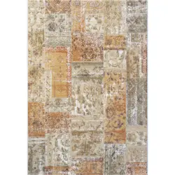 Webteppich 160/230 cm Argentum Creme, Goldfarben, Terracotta