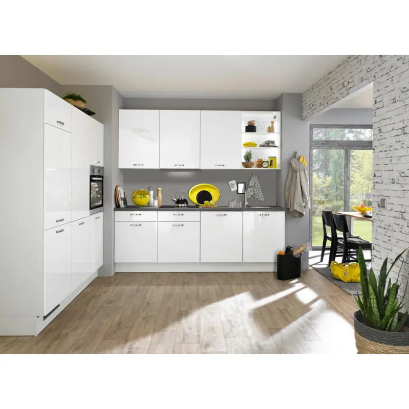 Eckk&uuml;che 180/240 cm in Graphitfarben, Wei&szlig;