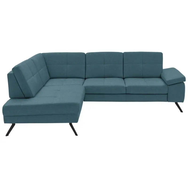 Ecksofa in Lederlook, Mikrofaser Blau 194/261 cm