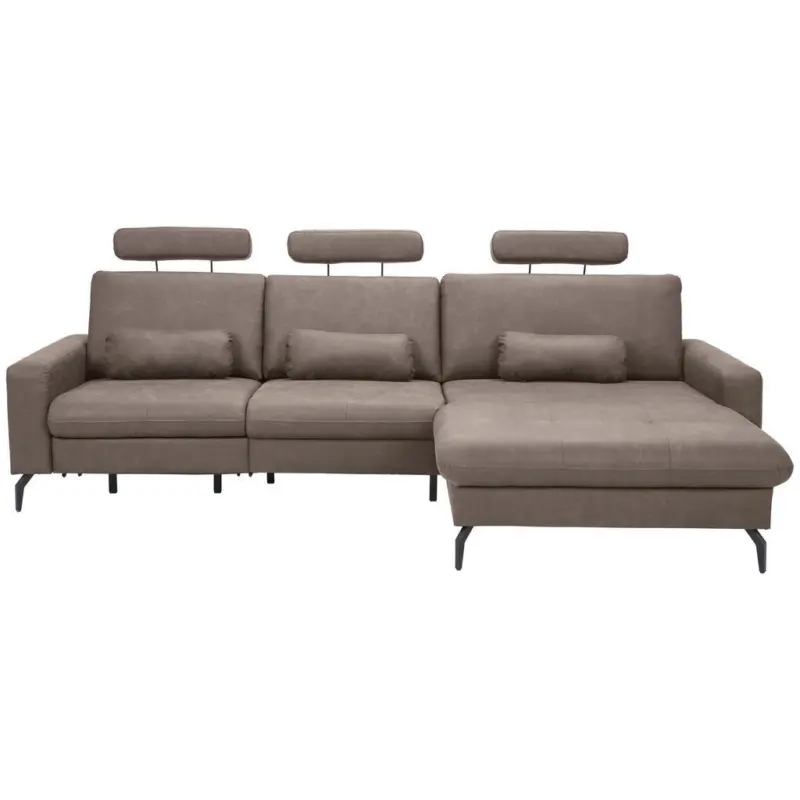 Ecksofa in Mikrofaser Taupe 302/180 cm