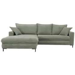 Ecksofa in Cord Gr&uuml;n 174/272 cm