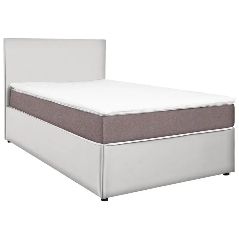 Boxbett 180/200 cm in Wei&szlig;, Hellbraun