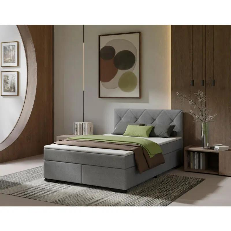 Boxspringbett 120/220 cm in Hellgrau