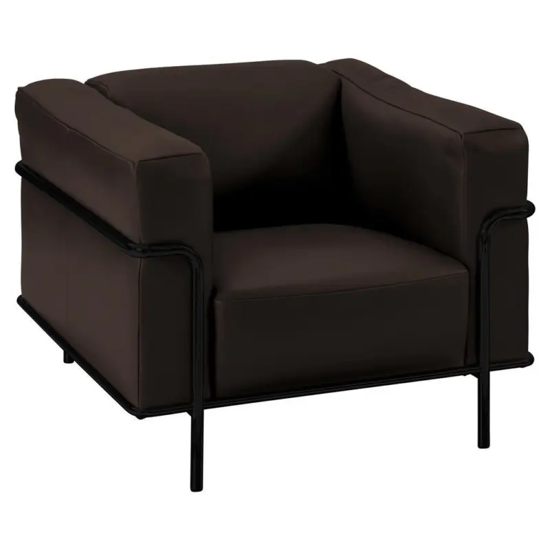 Sessel in Echtleder Dunkelbraun