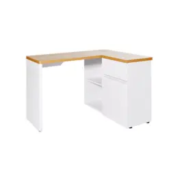 Eckschreibtisch 117/90/76,2 cm in Wei&szlig;, Eichefarben
