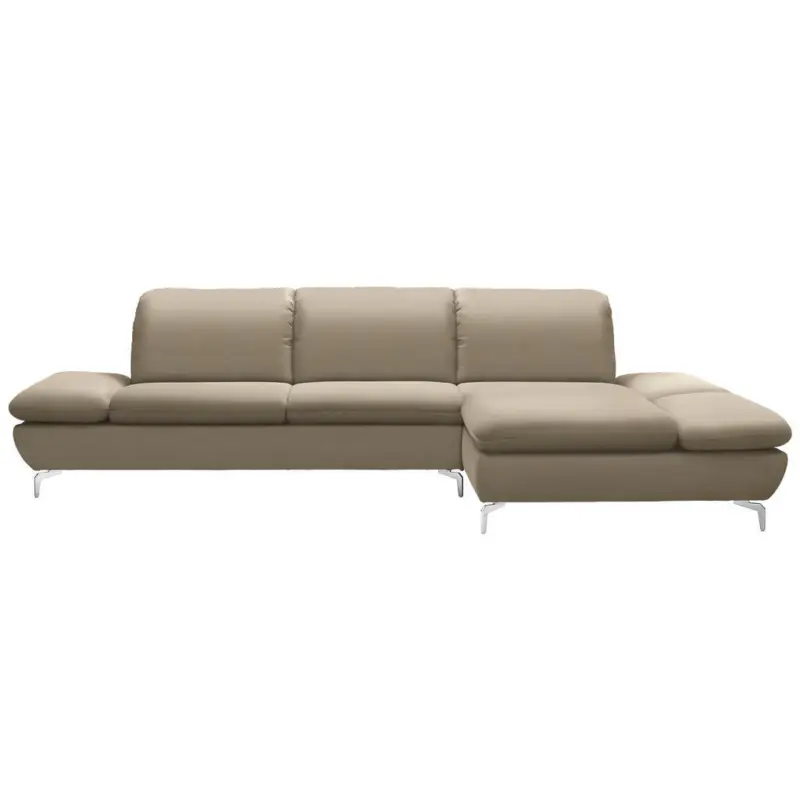 Ecksofa in Echtleder Graubraun 315/200 cm