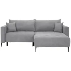 Ecksofa in Velours Hellgrau