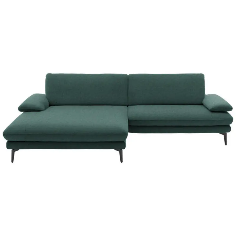 Ecksofa in Velours Blau, Gr&uuml;n 184/284 cm