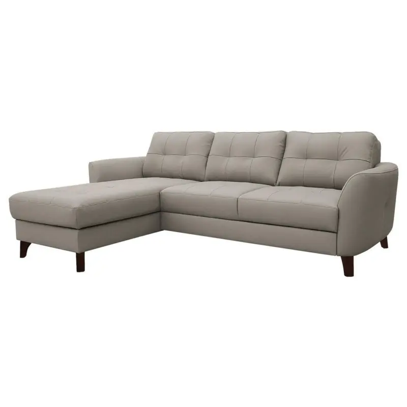 Ecksofa in Lederlook Echtleder Platinfarben