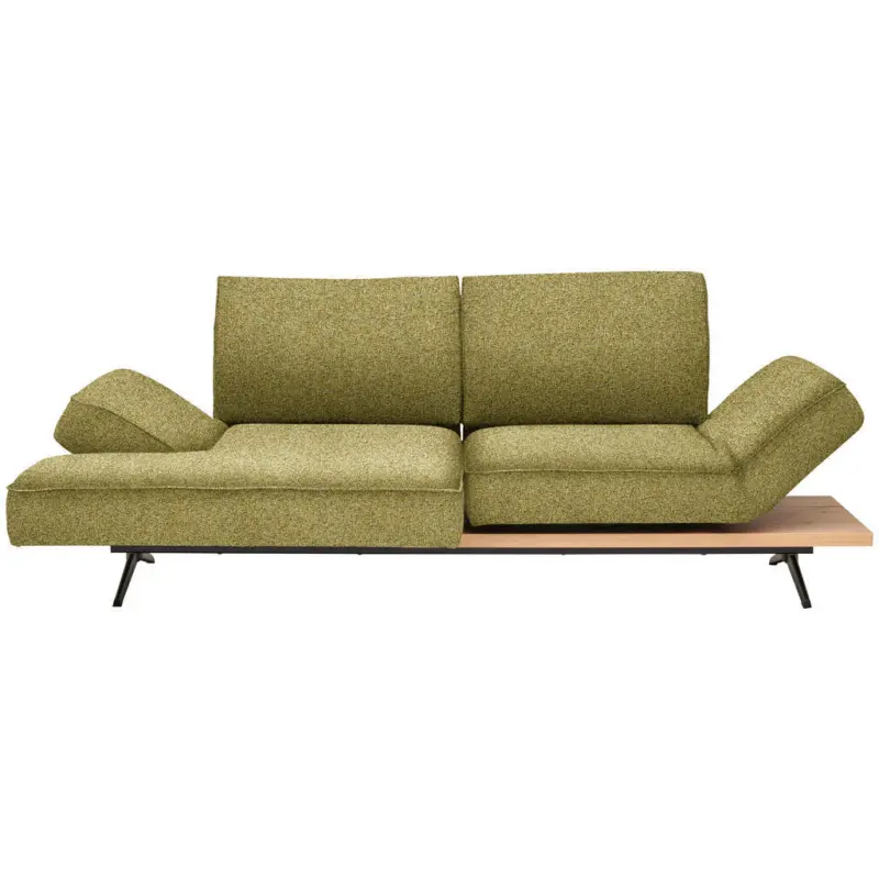 Ecksofa in Chenille Gr&uuml;n, Goldfarben 132/240 cm