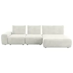 Ecksofa in Velours Creme 347/174 cm