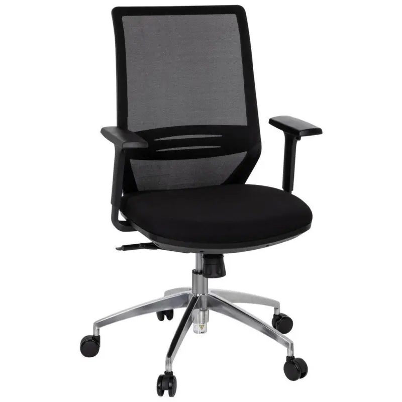 Drehstuhl in Netzbespannung, Flachgewebe Schwarz