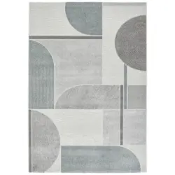 Webteppich 133/195 cm Valencia Grau, Petrol, Hellgrau