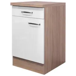 K&uuml;chenunterschrank 50/86/60 cm in Sonoma Eiche, Wei&szlig; Hochglanz