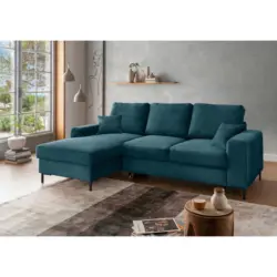 Eckschlafsofa in Cord Petrol