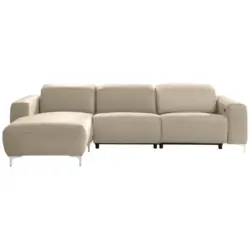 Ecksofa in Echtleder Hellbraun 177/292 cm